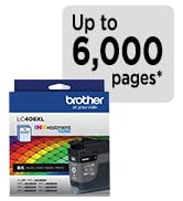 Brother Genuine LC406XLBK High Yield Black Ink: Up to 6,000 pages*