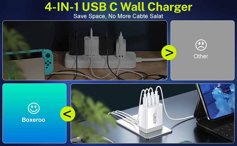 4-in -1 USB C Wall Charger