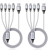 Multi Charging Cable, USB Cable 3A 4FT Nylon Braided Universal 4in1 Charger Adapter Type-C/Micro ...