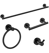 FORIOUS Bathroom Hardware Accessories Set Matte Black, SUS304 Stainless Steel 24 Inch Towel Bar S...