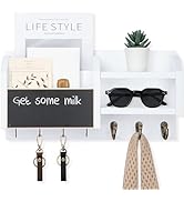 Lwenki Mail and Key Holder – Wall Mount Key Hanger with Shelf and 7 Metal Hooks – Decorative Natu...