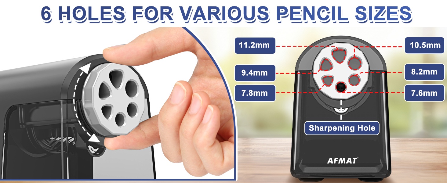 6 Holes Electric Pencil Sharpener Heavy Duty