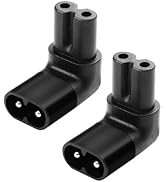 JSADZKJ IEC 320 C8 to C7 Power Adapter 90 Degree Angle C8 Male to C7 Female Extension Power Adapt...