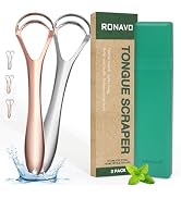 RONAVO Tongue Scraper for Adult with Thick Tongue Coating, Dual Scraper Design for Deep Clean Ora...
