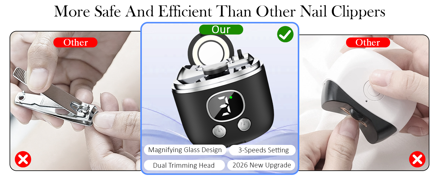 YunLuna electric nail clipper with light and magnifying glass, safe for seniors and poor sight