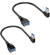 LUKFOCAB Flat Right Left Angle USB 3.0 Extension Cable 2 Pack, 90 Degree USB Type A Male to Femal...