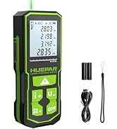 Huepar 328FT Laser Distance Measure Green Beam, Digital Meter with Angle Sensor, LCD Backlit Disp...