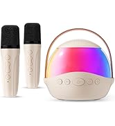 Mini Karaoke Machine Gifts for Kids Adults, Portable Karaoke Speaker with 2 Wireless Microphones,...