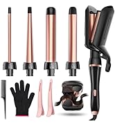5 in 1 Curling Iron, Curling Wand Set with Hair Crimper Waver and 4 Interchangeable Ceramic Barre...