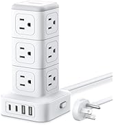 NTONPOWER Surge Protector Power Strip Tower, 1080J Surge Protector Tower, 12 AC Outlets 4 USB Por...