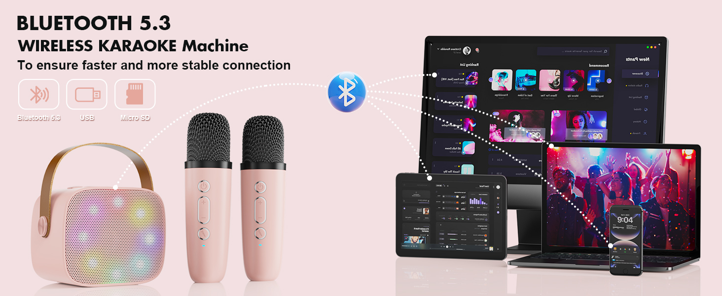 Bluetooth 5.3 Wireless Karaoke Machine