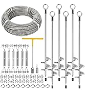 hannger 6 Pcs 30" Heavy Duty Ground Anchors Shed Anchor Kit with1/4 Stainless Steel Cable &amp; 6 Tur...
