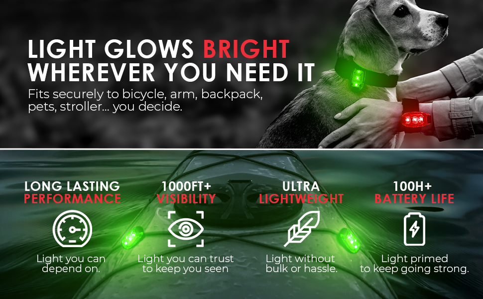 LED Safety Light (2 Pack) + Free Bonuses | Clip On Strobe/Running Lights for Runners