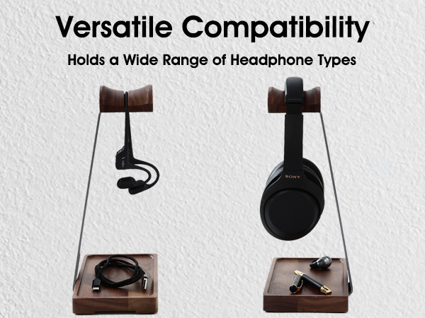  NIRVASH Walnut Wood &amp; Aluminum Headset Holder M
