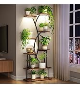 Plant Stand Indoor with Grow Lights - 8-Tier Metal Wooden Plant Shelf Indoor, 64.24" Tall Plant s...