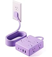 Purple Extension Cord 10Ft, Flat Plug Surge Protector Power Strip Kawaii, 8 Outlets &amp; 4 USB Ports...