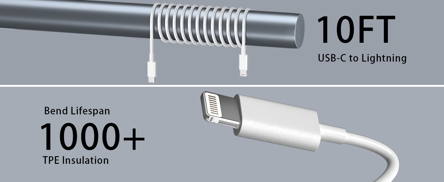 20W USB C iPhone charger fast charging block for iPhone 14 13 12 11 pro max 10ft lightning cable
