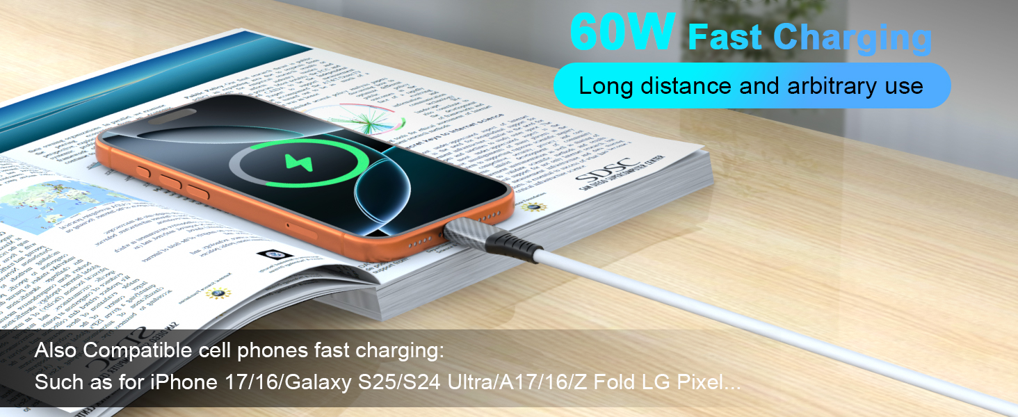 usb c to usb c cable fast charging 20ft