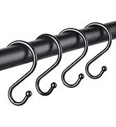 BellRhein Shower Curtain Hooks Rings, 12 Pack Metal S Hooks Rust Proof for Hanging Bathroom Showe...