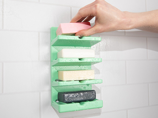 Bar Soap Tower with 4 bars on each shelf.
