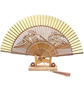 ffscafscn Hand Fan for Vintage Japanese Bamboo Silk Elegant for Dance Music Festival Wedding Chur...