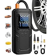 AIRSURE Tire Inflator Portable Air Compressor, 5X Faster Air Pump for Car Tires with Powerful Bat...