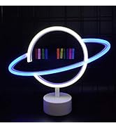 ENUOLI Planet Neon Signs LED Light Sign with Holder Base Planet Decorative Neon Night Lamp Home D...