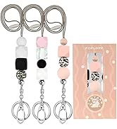 POPLOPP 3PCS Teacher Lanyards for ID Badges and Keys, Cute Silicone Beaded Lanyard for Women Nurs...