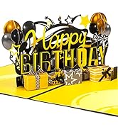 Ribbli Birthday Cards Pop Up Birthday Card Happy Birthday Card 3D Black and Gold Birthday Cards f...