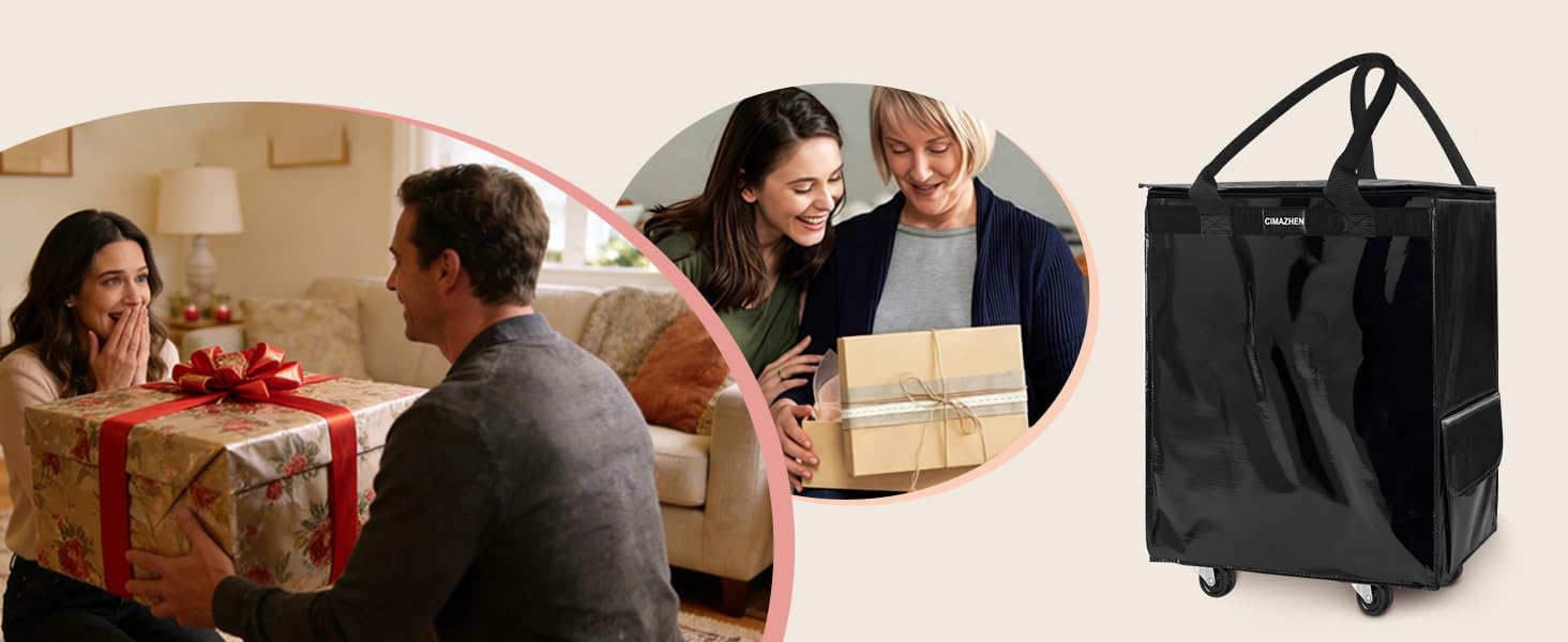 grocery cart on wheels; rolling tote bag; rolling bag rolling tote; reusable grocery bag on wheels