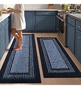 Kitchen Rugs Set,Non Slip Kitchen Mats for Floor-Thick Stain Resistant Kitchen Floor Mat Runner C...