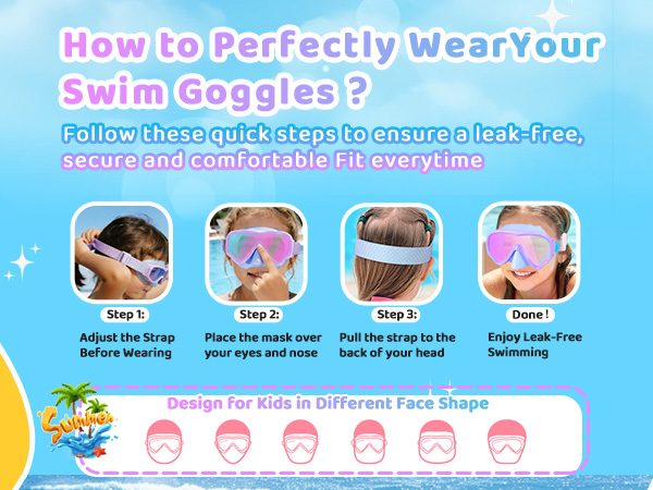 Kids Swim Goggles with Nose Cover
