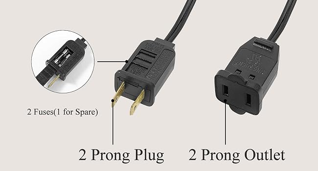  2 Prong Extension Cord for Christmas outdoor string lights