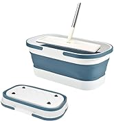 pangshi Collapsible Plastic Mop Bucket - 12L(3.17 Gallon) Window Washing Bucket with Wheels Folda...