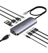 USB C Docking Station Dual Monitor 10 in 1, USB-C Hub to HDMI VGA Adapter with 1Gbps Ethernet 100...