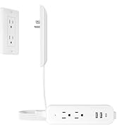 Flat Socket Extension Cord 3 FT Surge Protector Power Strip with 2 AC Outlets 1 USB C and 2 USB A...