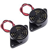 2 PCS Piezo Buzzer, Icstation Buzzer Alarm 12V Electronic Beep Buzzer 100dB Piezo Alarm Siren Con...