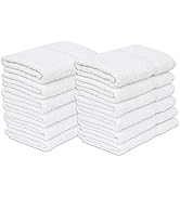 GOLD TEXTILES 12 White Economy Bath Towels Bulk (24x48 Inch) Cotton Blend for Softness-Commercial...
