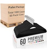 HOUSE DAY Black Velvet Hangers 1000 Cases (60 Pack/Case) Pallet Package for Small Business, Non S...