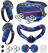 Silicone Cover Set for Meta Quest 3S Accessories, VR Protector Face Cover, Controller Grips, Fron...