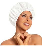 Reusable Shower Cap for Women, Large Waterproof Shower Bonnet Washable Elastic Band Bath Hair Hat...