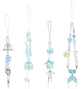 BEEFLYING 4Pcs Cute Acrylic Phone Charm Straps, with Mermaid Tail Butterfly Flower Star Moon Jell...