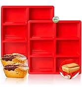 Silicone Mini Loaf Baking Pans, Walfos Small Bread Loaf Pan, Non-Stick 6 Cavities Bread Baking Mo...