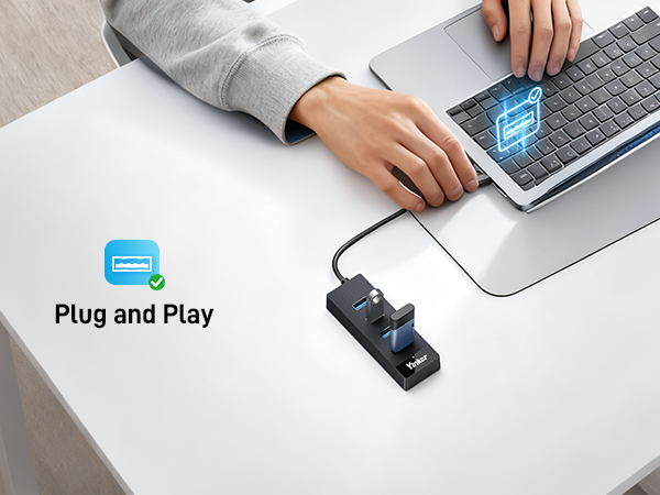 4 Port USB 3.0 Hub 10FT Long Cable