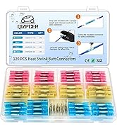 120 Pcs Heat Shrink Butt Connectors, Insulated Waterproof Wire Connector Kit, Splice Crimp Tinned...