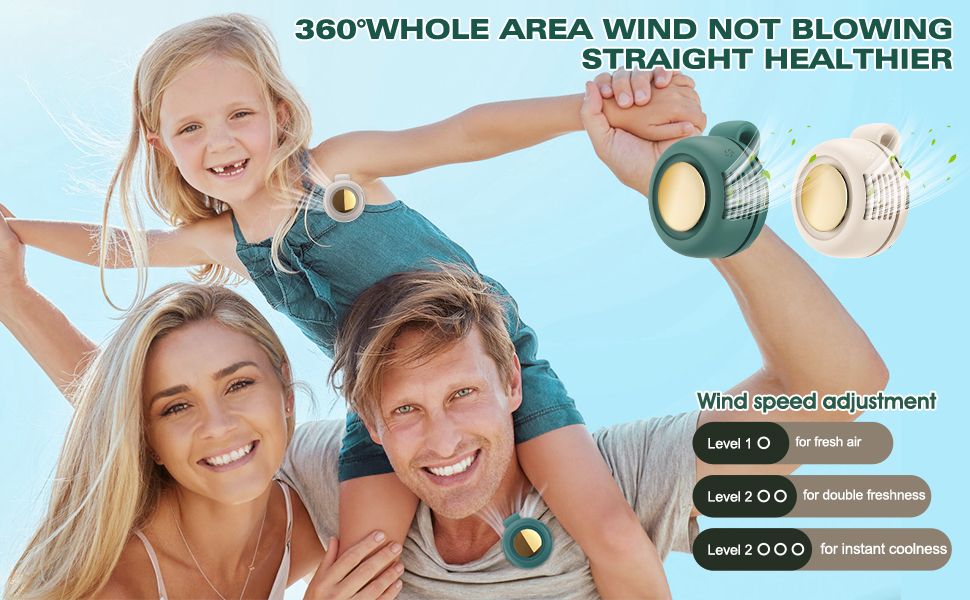 New Adjustable 3-Speed Suspended Waist Fans, 360° Rotatable