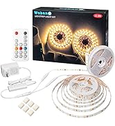 WOBANE LED Strip Lights 32.8ft Warm White, Dimmable Light Strip Kit with Remote and ETL Listed Po...