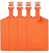 4 Pack Leather Luggage Travel Bag Tags by Travelambo