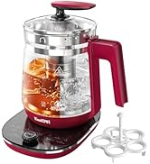 ICOOKPOT 1200w Electric Kettle, 1.5L Borosilicate Glass tea kettle, Hot water kettle electric for...