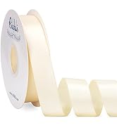 Ribbli Ivory Satin Ribbon Double Faced Satin 1 inch x Continuous 50 Yards-Ivory Ribbon for Gift W...